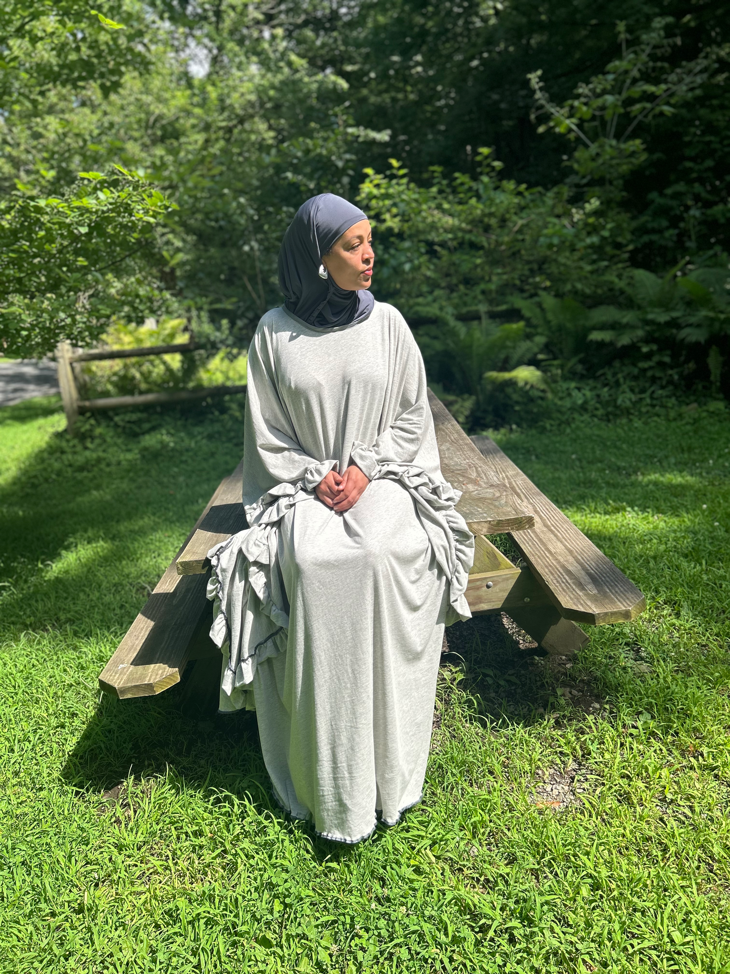 Barakah Grey Cozy Butterfly Abaya