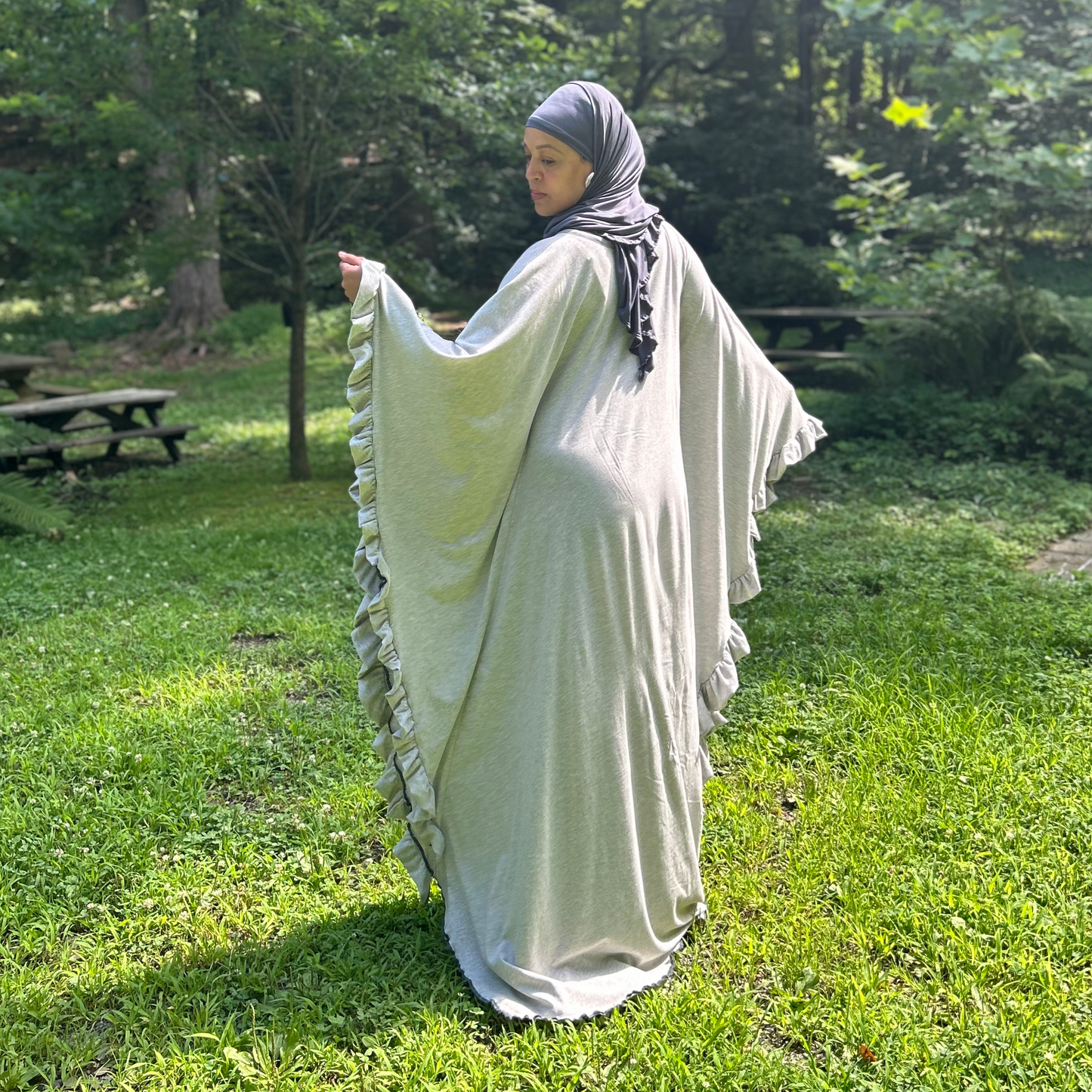 Barakah Grey Cozy Butterfly Abaya