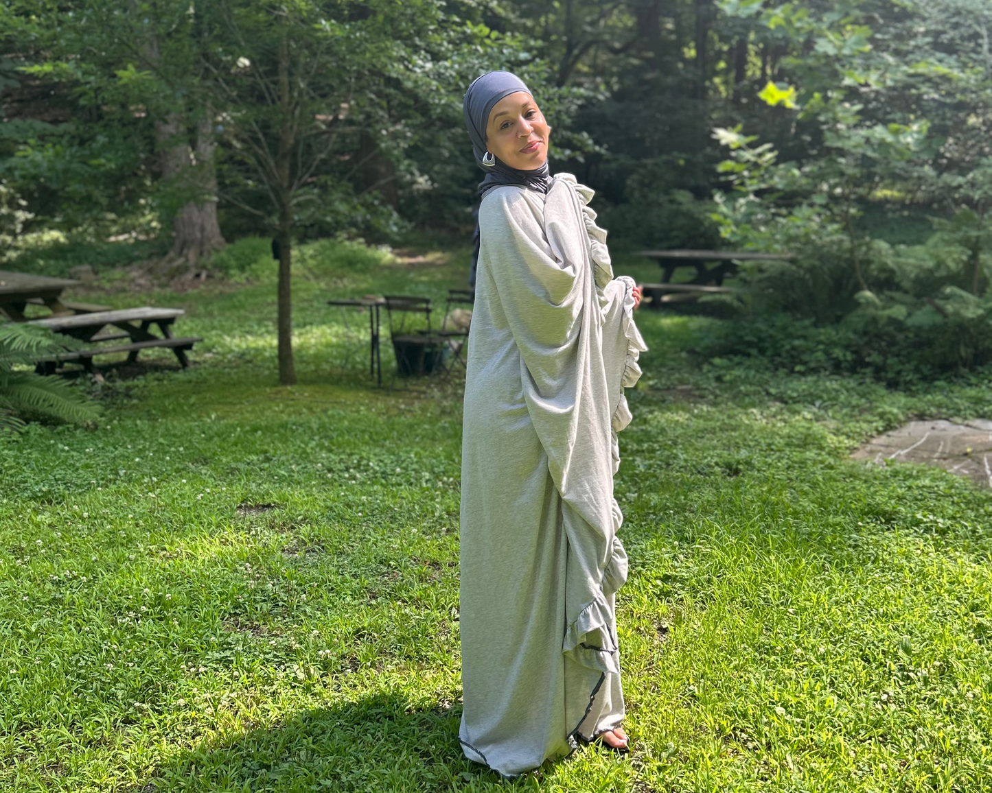 Barakah Grey Cozy Butterfly Abaya