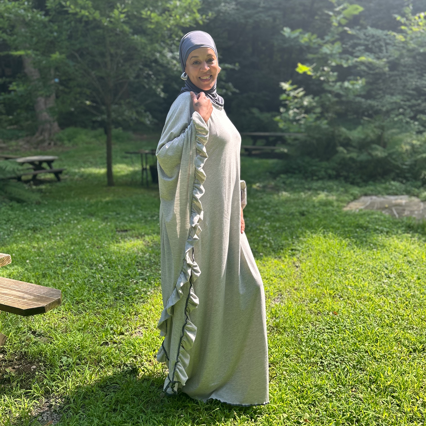 Barakah Grey Cozy Butterfly Abaya